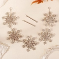 Elegant silver bridal snowflake headband set with sparkling rhinestones for wedding styling - Silver Style (HS-J7476S)