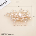 Dettaglio del pettine per capelli da sposa da 10 cm con perle e strass lucidi - Oro Rosa (HS-J4896)