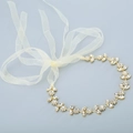 Elegante fascia da sposa con cristalli e nastro in organza finitura dorata - Oro HS-J4076