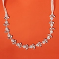 Elegante fascia da sposa argento con fiori di cristallo e nastro di raso regolabile - Argento HS-J4076S