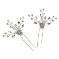 Horquillas de novia en oro rosa con flores de aleación y brillantes diamantes de imitación - Horquilla Oro Rosa(HS-J4794)