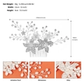Pettine sposa in argento con strass floreali e perle, dimensioni 15cm x 9cm - Argento