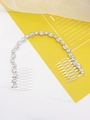 Elegante pettine per capelli da sposa in argento con strass e catena morbida flessibile - Pettinina a 10 Denti Cerchio 26cm / Argento (HS-J5897)