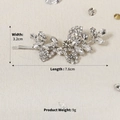 Elegante fermaglio floreale in argento con strass e cristalli, misura 7,6 cm per 3,2 cm - Argento
