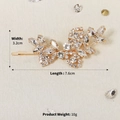 Fermaglio per capelli dorato con strass a fiori dimensioni 7,6 cm per 3,2 cm - Oro