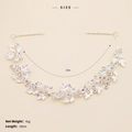 Silver bridal headband with alloy leaves and rhinestones, 29cm length and 41g weight - Silver