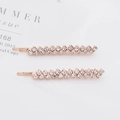 Lot de deux barrettes en or rose avec double rangée de strass étincelants - Or rose