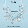 Vite per capelli da sposa fatta a mano con foglie d'argento e cristalli, 32 cm - Argento (HS-J5457S)