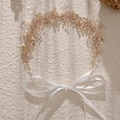 Vite per capelli da sposa fatta a mano con foglie dorate, perle bianche e cristalli - Oro (HS-J4487G)
