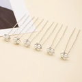 Set di 6 forcine a U per sposa con perle bianche e strass brillanti in argento - Argento (HS-J3281S)