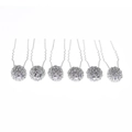 Set van zes zilveren U-vormige haarspelden met geometrische strass-steentjes voor bruiden - Zilver