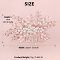 Pettine per capelli da sposa argento con perle e perline blu con dimensioni - HS-J6162 / Argento