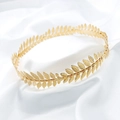 Vintage golden olive leaf bridal tiara with metallic laurel wreath design for wedding - Gold (TS-J2721)