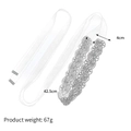 Silver bridal dress belt featuring 42.5cm rhinestone appliqué with white tulle ribbon - Ivory White Gauze Ribbon