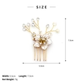 Pettine per capelli da sposa dorato a mano con strass, perle e motivi floreali - Oro (HS-J1551G)