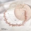 Rose gold bridal headband with rhinestones, pearls, and white ribbon, length 60cm 45g - Rose Gold (WS-J096)