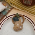 Élastique à cheveux poire tricoté mignon avec paillettes blanches et feuilles vertes - Poire Tricotée Jaune (NK1705)