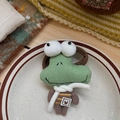 Chouchou mignon en tissu vert en forme de grenouille pour coiffure sur assiette - Grenouille Verte (NK1705)