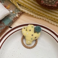 Élastique à cheveux cactus en tissu jaune avec pompon vert et bandeau marron doux - Cactus Jaune (NK1705)