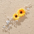 Fascia per capelli con girasoli perle bianche e cristalli per acconciatura bimbi - Argento