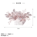 Pettine per capelli fiori oro rosa con perle e strass, misura 12cm larghezza e 6cm altezza - Oro rosa
