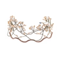 Elegant rose pink crystal beaded branch headband with sparkling rhinestone base for brides - Gold