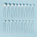 Set di 18 forcine a U argentate con eleganti perle bianche di varie dimensioni - Argento