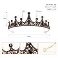 Vues détaillées de la couronne de mariée vintage strass noirs avec alliage doré et mesures - Style Baroque Rétro Strass Noir (TS-J2936) / Or Antique Noir