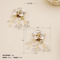 Detail view of pearl and rhinestone floral shoe clips with 5cm size dimensions - SC-J004