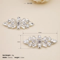 Detail view showing detachable silver shoe clips with sparkling marquise and pear-cut rhinestones - Floral Style (SC-J016)