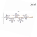Gedetailleerd overzicht van elegante gouden zirkoon haarklem met afmetingen en bloemen - Gouden Stijl (HS-J6384)