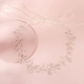 Cintura da sposa in argento con perle e cristalli su un romantico nastro di seta rosa - Argento