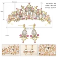 Pink crystal bridal crown and earrings set with gold alloy and rhinestones for weddings - TS-J2882 / Gold