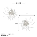 Detailed size view of silver wedding shoe clips with luxury pearls and floral crystals - SC-J062