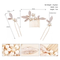 Dettaglio del set pettine per capelli con perle fatte a mano, foglie oro rosa e strass - HS-J6357