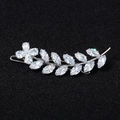 Elegante zilveren haarklem met marquise en druppel geslepen zirkoon in bladvorm - Zilveren Stijl (HS-J6383)