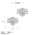 Detailed view showing 6cm sparkling crystal snowflake shoe clips with dimension markings - Symmetric Snowflake (SC-J063)