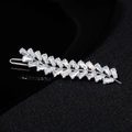 Eleganter versilberter Haarclip mit rechteckigen Zirkonia-Steinen im Ähren-Design - Silber