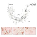 Fascia per capelli da sposa bianca fatta a mano con perle e fiori in tulle - Stile Floreale con Perle (HS-J6422) / Bianco