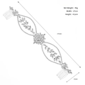 Peigne à cheveux de mariée argenté avec strass, motif de feuilles et largeur 27cm - Argenté