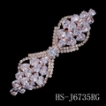 Elegant rose gold wheat hair clip featuring sparkling pear-cut cubic zirconia and crystals - Rose Gold Style (HS-J6735RG)