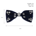 Pinza de pelo con lazo de satén azul marino con pedrería y marcas de dimensión - Lazo de Satén Marino con Strass / Azul con Strass (HS-J6467BLUE)