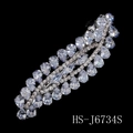 Sparkling silver feather hair clip with pear-cut cubic zirconia in HS-J6734S variant - Silver Style (HS-J6734S)
