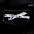 Elegant silver cross hair clip with baguette cut zircon stones, 6.2cm length - Silver (HS-J6380)