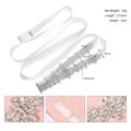 Elegant bridal sash with floral rhinestone patterns on a premium white satin ribbon - White (WS-J177)