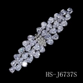 Elegant silver wheat ear hair clip with sparkling zircon and full diamond inlay - Silver Style (HS-J6737S)