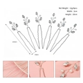 Set of 6 bridal hair pins with white pearls and sparkling crystals in silver finish - Silver (HS-J6313)
