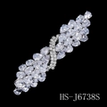Elegant wheat-ear hair clip with full zircon crystals in a silver-toned finish - Silver Style (HS-J6738S)