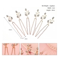 Set of 6 gold U-shaped bridal hair pins with marquise rhinestones and white pearls - Gold (HS-J6313)