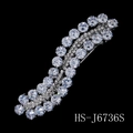 Sparkling S-shaped silver hairpin with full crystal pavé wheat ear design style - Silver Style (HS-J6736S)